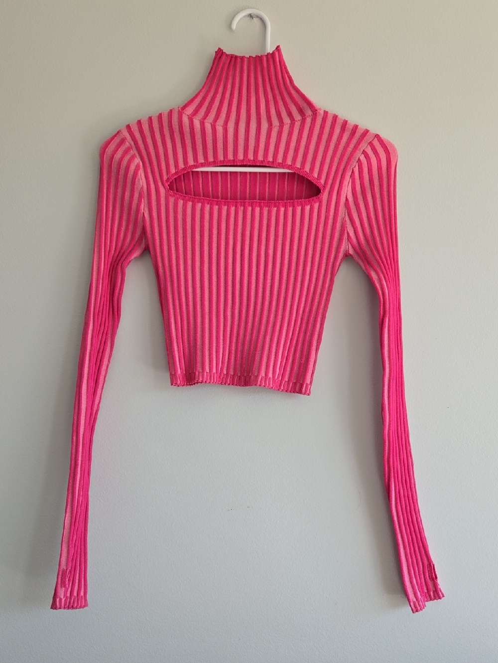 PrettyLittleThing Pink Striped Ribbed Top